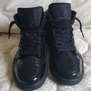 Triple black patent leather jordan 1 W